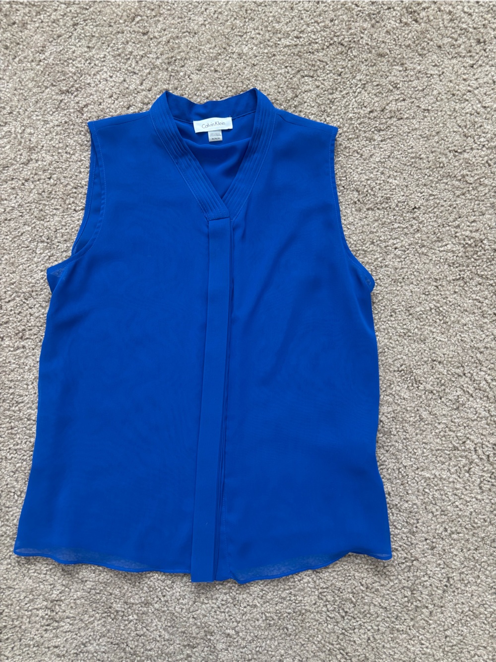 Calvin Klein Royal Blue Sleeveless V-Neck Blouse